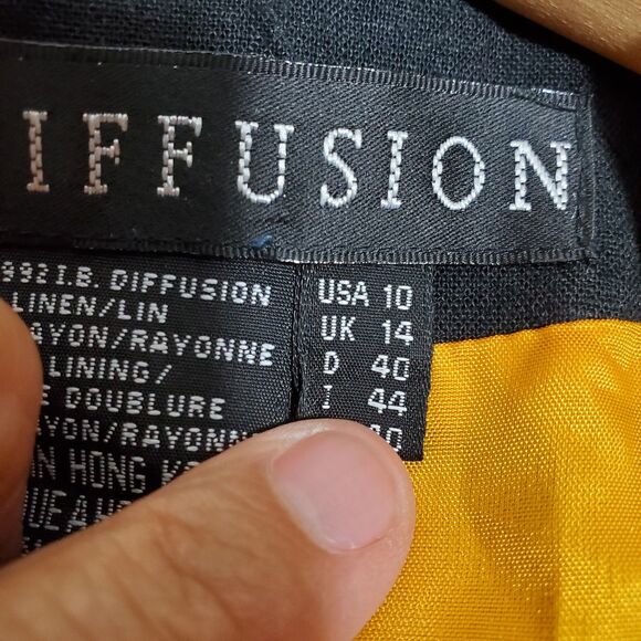 90s I. B. Diffusion Color Block Appliqued Oversized 2 Button Blazer Womens 10 - Picture 7 of 8